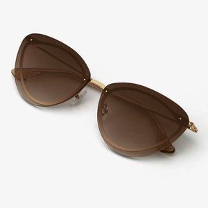 ✨🆕 Krewe x Billy Reid Lillian Rimless Cat-Eye Sunglasses, brown